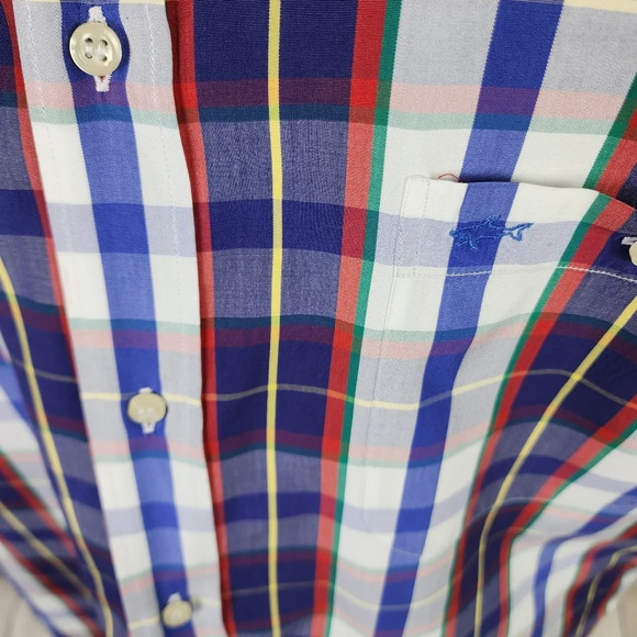 Paul & Shark Yachting Plaid Short Sleeve Button Front Shirt White Blue Size 41 - Picture 8 of 12